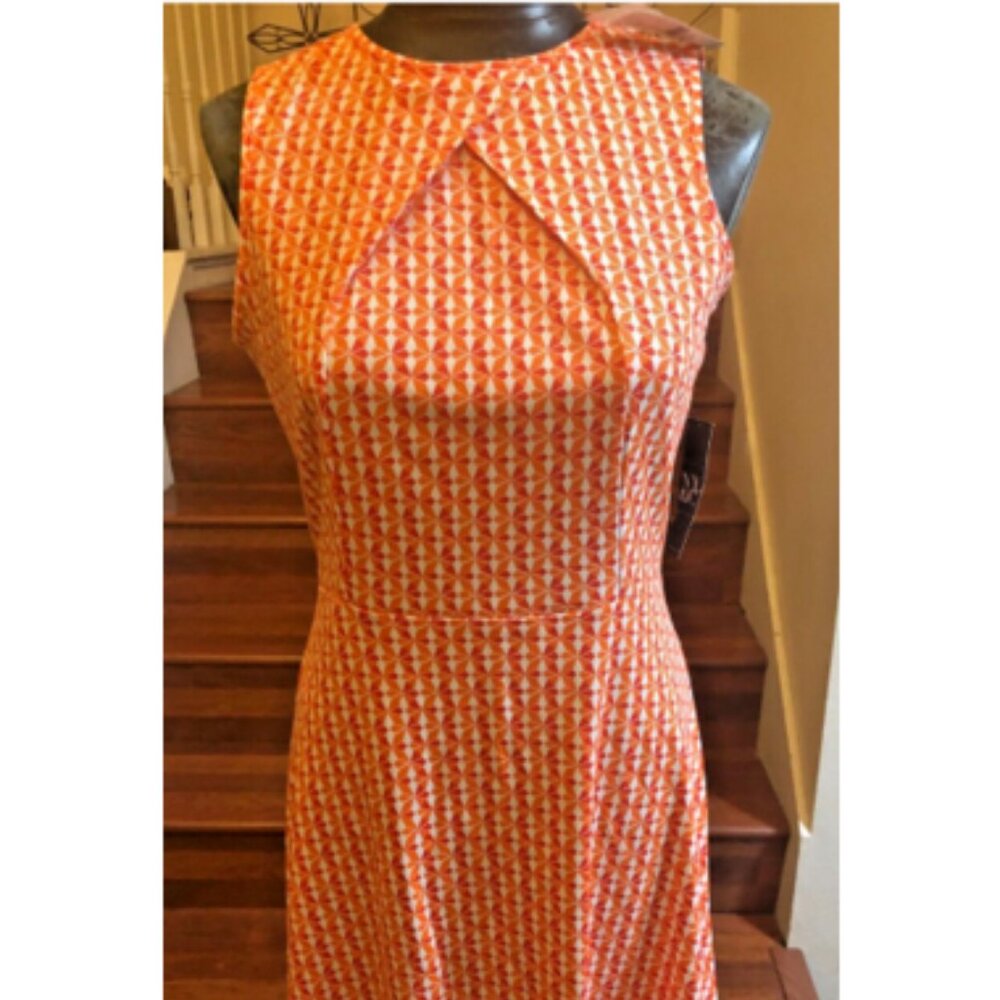 New York & Company - Sleeveless Orange & White Dress - Fit & Flare - Size 4